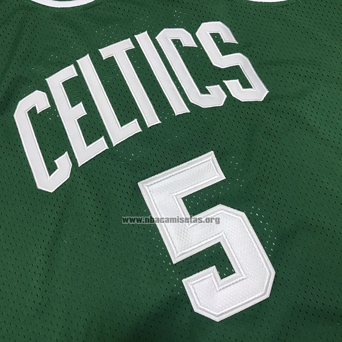 Camiseta Boston Celtics Kevin Garnett NO 5 Hardwood Classics Throwback Verde